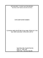 skkn vận dụng một số kỹ thuật dạy học tích cực vào dạy môn gdcd lớp 10