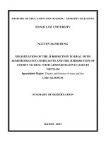 summary of dissertation delimitation of the jurisdiction to deal with administrative complaints and the jurisdiction of courts to deal with administrative cases in vietnam