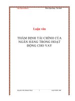 luận văn thẩm định tài chính của ngân hàng trong hoạt động cho vay