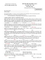 đề + đáp án thi thử đại học môn hóa học 2014 nguyễn trãi thái bình