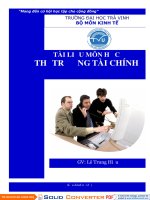 Giáo trình THỊ TRƯỜNG TÀI CHÍNH của thầy LÊ TRUNG HIẾU