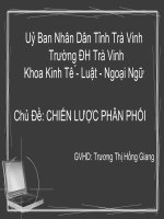 BÁO CÁO MÔN MARKETING CĂN BẢN CHỦ ĐỀ CHIẾN LƯỢC PHÂN PHỐI