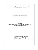 skkn vai trò của giáo viên chủ nhiệm đối với học sinh thpt tĩnh gia