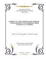 Nghiên cứu tổng hợp keo polyphenol – formaldehyde từ polyphenol nhóm tannin của vỏ thông
