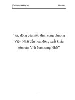 Tác động của hiệp định song phương Việt Nhật đến hoạt động xuất khẩu tôm của Việt Nam sang Nhật