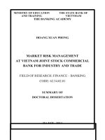 summary of doctoral dissertatio market risk management at vietnam joint stock commercial bank for industry and trade