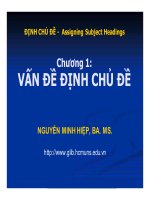 Bài giảng Vấn đề định chủ đề  Nguyễn Minh Hiệp, BA
