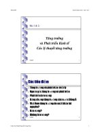 Bài giảng Tăng trưởng và phát triển kinh tế. Các lý thuyết tăng trưởng