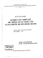 Nghiên cứu thiết kế hệ thống xử lý nước cấp xã đa phước huyện bình chánh
