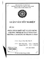 Phân tích thiết kế và xây dựng chương trình quản lý đào tạo trường Cao đẳng Sư phạm Cà Mau