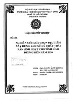 Nghiên cứu lựa chọn địa điểm xây dựng khu xử lý chất thải rắn sinh hoạt cho tỉnh Bình Dương đến năm 2020