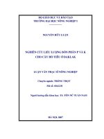 Nghiên cứu liều lượng bón phân p và k cho cây hồ tiêu ở đaklak