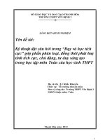 skkn kỹ thuật đặt câu hỏi trong dạy học tích cực góp phần phân loại đồng thời phát huy tính tích cực chủ động, tư duy sáng tạo trong học tập môn toán của học sinh thpt