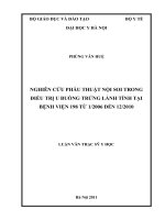 Nghiên cứu phẫu thuật nội soi trong điều trị u buồng trứng lành tính tại bệnh viện 198 trong năm năm từ 12/2006 đến 12/2010