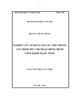 Nghiên cứu áp dụng DAS 28   CRP trong xác định mức độ hoạt động bệnh viêm khớp dạng thấp