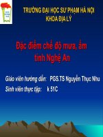Đặc điểm chế độ mưa, ẩm tỉnh Nghệ An
