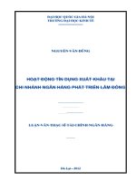 hoạt động tín dụng xuất khẩu tại chi nhánh ngân hàng phát triển lâm đồng