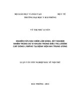 Mô tả đặc điểm lâm sàng, xét nghiệm nhiễm trùng do vi khuẩn ở trẻ em mắc bệnh lơxêmi cấp dòng lympho tại bệnh viện nhi trung ương năm 2010   2011