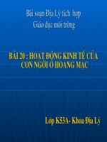 BÀI 19 - HOẠT ĐỘNG KINH TẾ CỦA CON NGƯỜI Ở HOANG MẠC