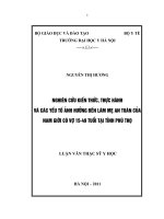 Nghiên cứu kiến thức, thực hành và các yếu tố ảnh hưởng đến làm mẹ an toàn của nam giới có vợ 15 – 49 tuổi tại tỉnh Phú Thọ