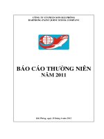 CÔNG TY cổ PHẦN sơn hải PHÒNG HAIPHONG PAINT JOINT STOCK COMPANY báo cáo THƯỜNG NIÊN năm 2011 hải phòng ngày 18 tháng 4 năm 2012
