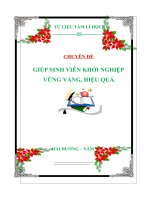 CHUYÊN đề GIÚP SINH VIÊN KHỞI NGHIỆP VỮNG VÀNG, HIỆU QUẢ