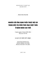 Nghiên cứu ứng dụng phẫu thuật nội soi trong điều trị viêm phúc mạc ruột thừa ở bệnh nhân cao tuổi