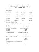 KIỂM TRA CHẤT LƯỢNG CUỐI NĂM 2011 MÔN: ANH VĂN – ĐỀ 13 pdf
