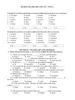 ĐỀ KIỂM TRA HKI MÔN ANH VĂN – TETS 4 pptx