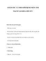 CHĂM SÓC VÀ THEO DÕI BỆNH NHÂN TIM MẠCH TẠI KHOA HỒI SỨC pdf