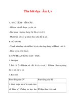 Giáo án lớp 1 môn Tiếng Việt :Tên bài dạy: Âm i, a ppt