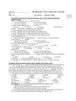 ĐỀ KIỂM TRA CHẤT LƯỢNG ĐẦU NĂM LỚP Môn Anh văn - Mã đề 678 ppt