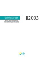 Honda environmental annual report 2003 this report has been compiled forcusing on the environmental conservation activitieshonda undertook in japan in the fiscal 2002