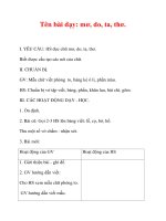 Giáo án lớp 1 môn Tiếng Việt :Tên bài dạy: mơ, do, ta, thơ. docx