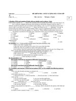 ĐỀ KIỂM TRA CHẤT LƯỢNG ĐẦU NĂM LỚP Môn Anh văn - Mã đề 234 docx