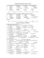 ĐỀ KIỂM TRA HKI MÔN ANH VĂN – TETS 1 pdf