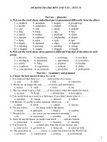 ĐỀ KIỂM TRA HKI MÔN ANH VĂN – TETS 18 docx