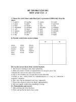 ĐỀ THI HKI NĂM 2011 MÔN ANH VĂN - 3 potx
