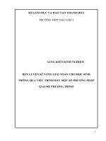 skkn rèn luyện kỹ năng giải toán cho học sinh thông qua việc trình bày một số phương pháp giải hệ phương trình