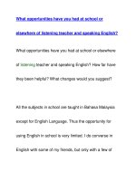 What opportunities have you had at school pptx