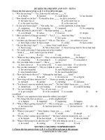 ĐỀ KIỂM TRA HKI MÔN ANH VĂN – TETS 6 pot