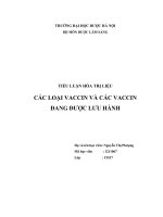 TIỂU LUẬN HÓA TRỊ LIỆU CÁC LOẠI VACCIN VÀ CÁC VACCIN ĐANG ĐƯỢC LƯU HÀNH