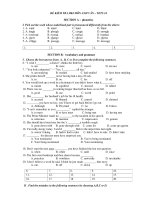 ĐỀ KIỂM TRA HKI MÔN ANH VĂN – TETS 14 potx