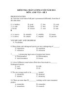 KIỂM TRA CHẤT LƯỢNG CUỐI NĂM 2011 MÔN: ANH VĂN – ĐỀ 5 potx