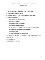 skkn theme  ((techniques for eliciting new vocabulary at upper – secondary school