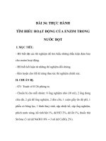 GIÁO ÁN SINH 7_BÀI 34: THỰC HÀNH TÌM HIỂU HOẠT ĐỘNG CỦA ENZIM TRONG NƯỚC BỌT docx