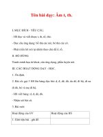 Giáo án lớp 1 môn Tiếng Việt :Tên bài dạy: Âm t, th. pps