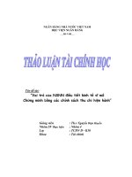 Đề tài vai trò của ngân sách nhà nước điều tiết kinh tế vĩ mô chứng minh bằng các chính sách thu chi hiện hành   luận văn, đồ án, đề tài tốt nghiệp