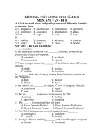 KIỂM TRA CHẤT LƯỢNG CUỐI NĂM 2011 MÔN: ANH VĂN – ĐỀ 8 ppt