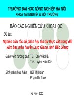 NCKH:Nghiên cứu tốc đọ phân hủy tàn dư thực vật trong đất xám huyện Lạng Giang, tỉnh Bắc Giang
